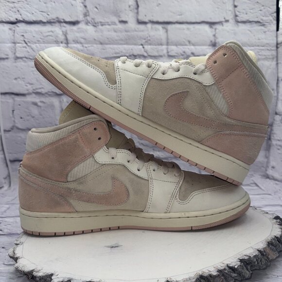 Nike Air Jordan 1 Mid SE Seersucker FQ1926-161 Sneakers Retro Womens Size 12 - Picture 7 of 10